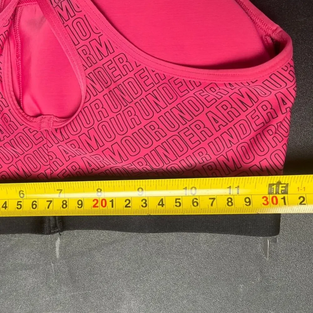 Black Pink Under Armour Sports Crossback Size M Removeable Pads Form Fitting
